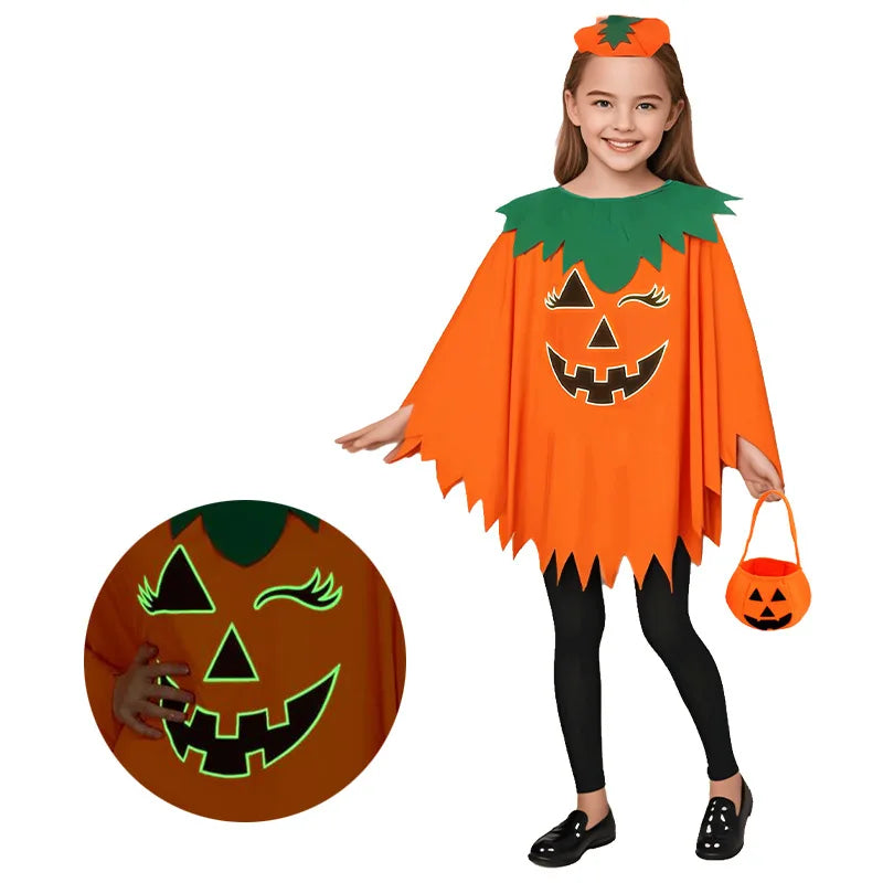 Luminous Pumpkin Cape & Hat Set