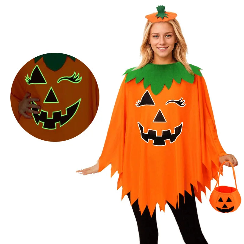 Luminous Pumpkin Cape & Hat Set