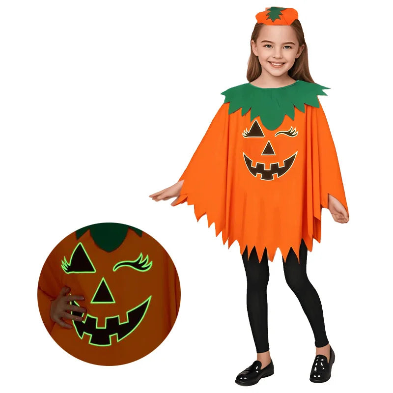 Luminous Pumpkin Cape & Hat Set