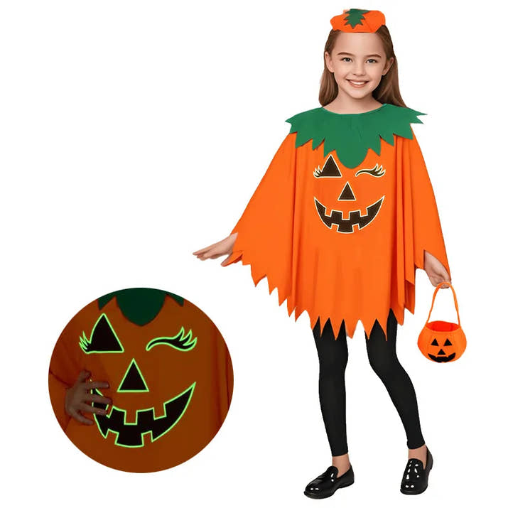 Luminous Pumpkin Cape & Hat Set